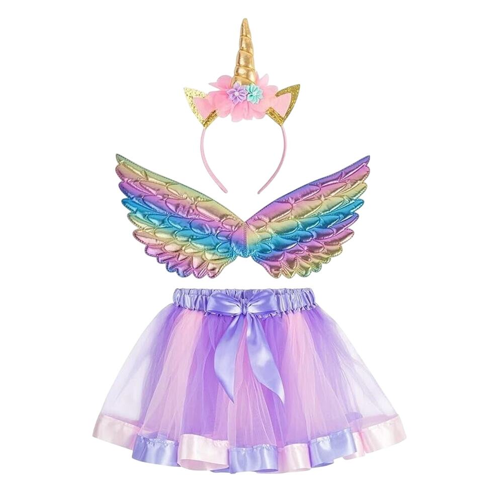 Unicorn Costume 2-5 Yrs Lavender Tutu Wings & Headband Ballet Princess Dress Up